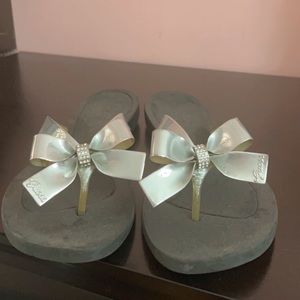 Guess Bow Flip Flops Sandals Black/Navy Silver